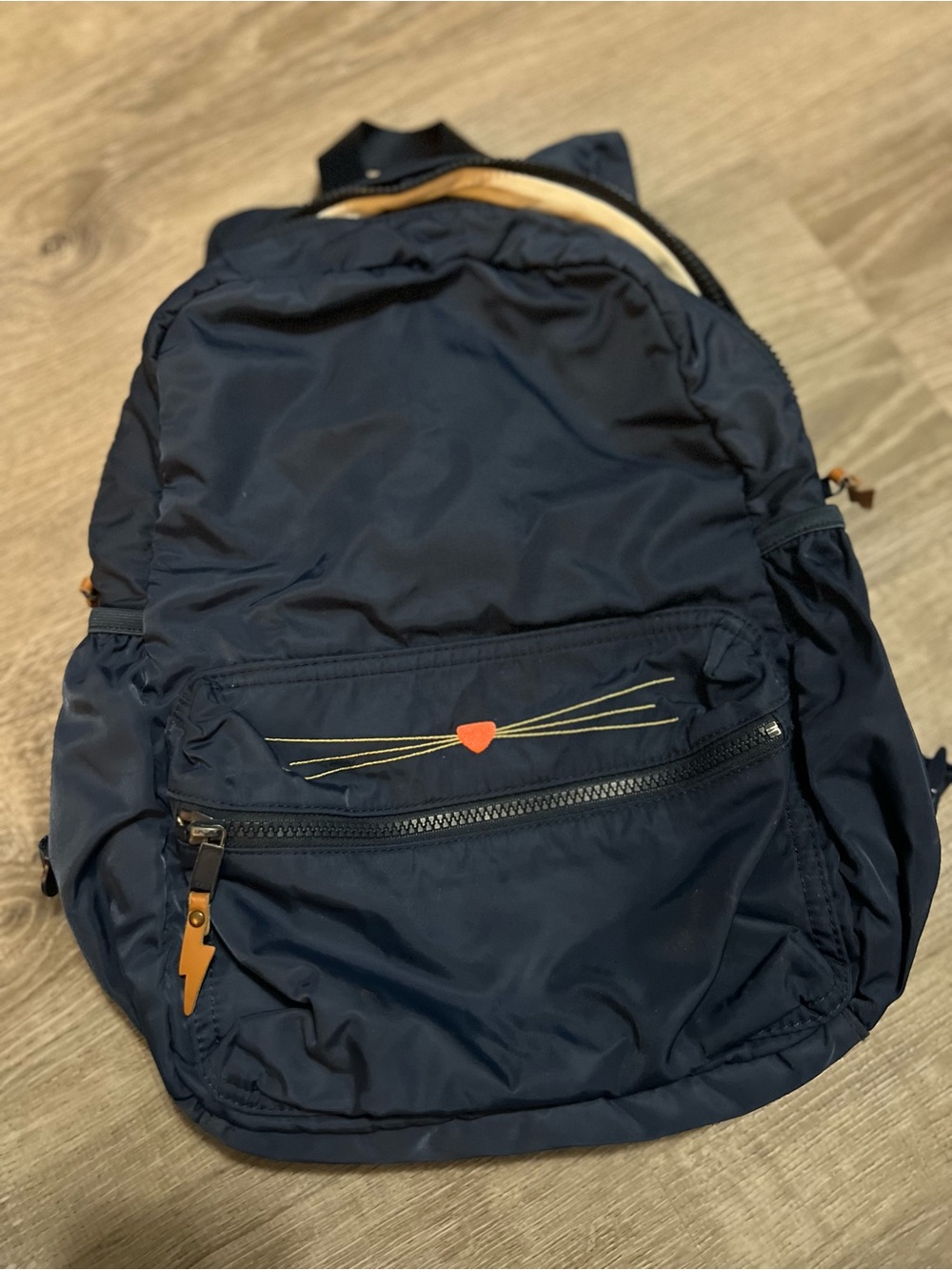 Crewcuts Navy Backpack with Orange Heart Accent